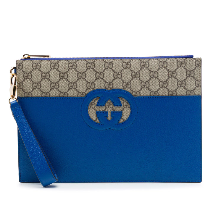 Gucci Cut Out Interlocking G Pochette GG Supreme Beige – vue principale – GABY PARIS