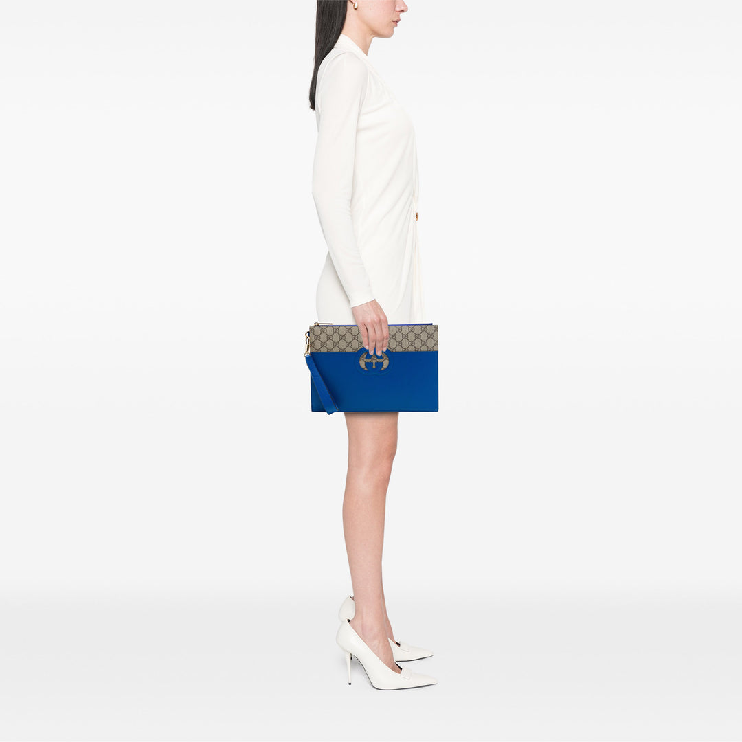 Gucci Cut Out Interlocking G Pochette GG Supreme Beige – vue 6 – GABY PARIS