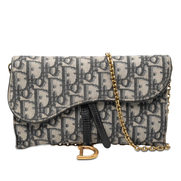 Dior Oblique Toile Saddle Wallet on Chain