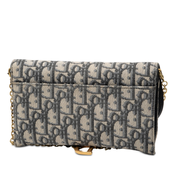 Dior Oblique Toile Saddle Wallet on Chain
