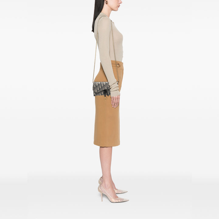 Dior Oblique Toile Saddle Wallet on Chain