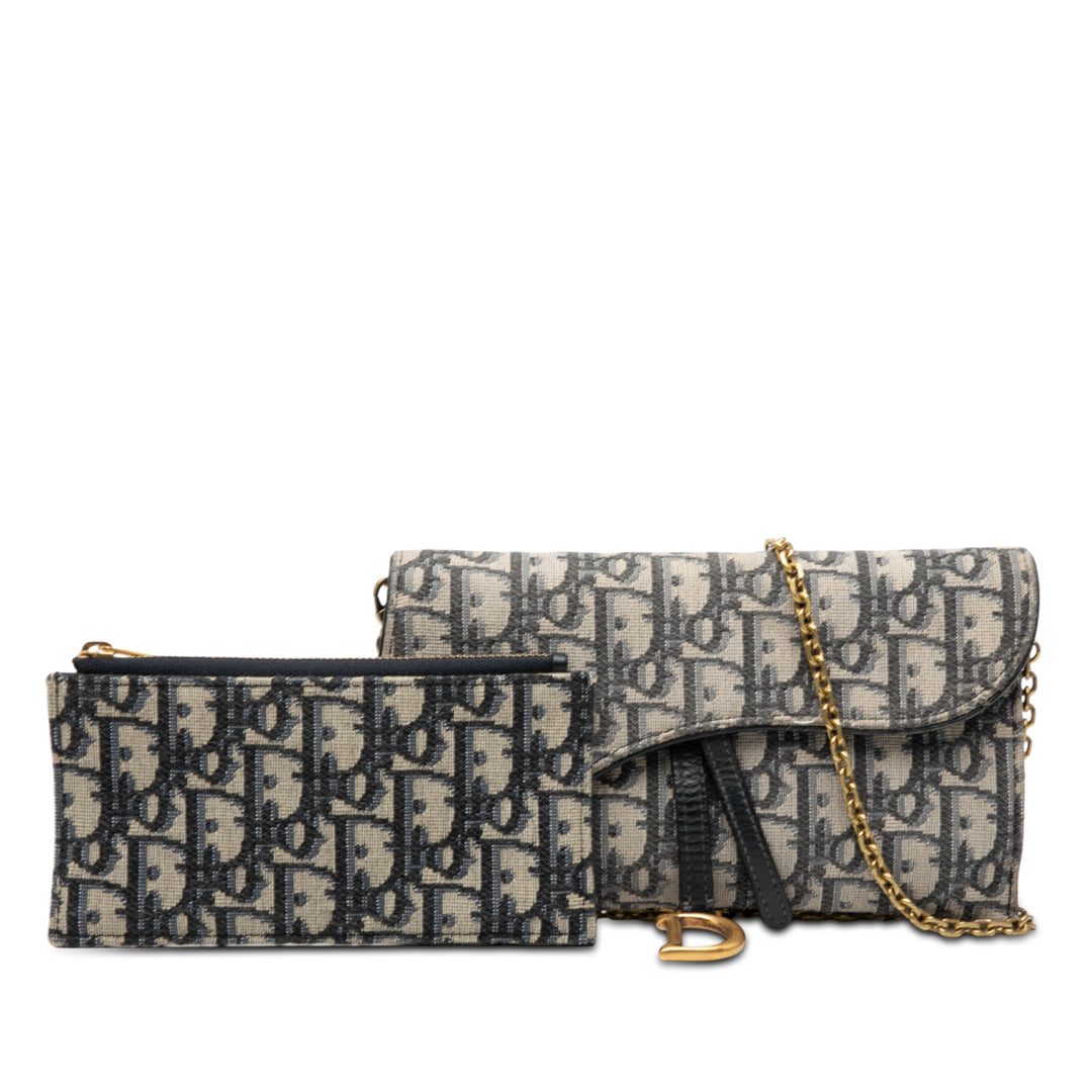 Dior Oblique Toile Saddle Wallet on Chain