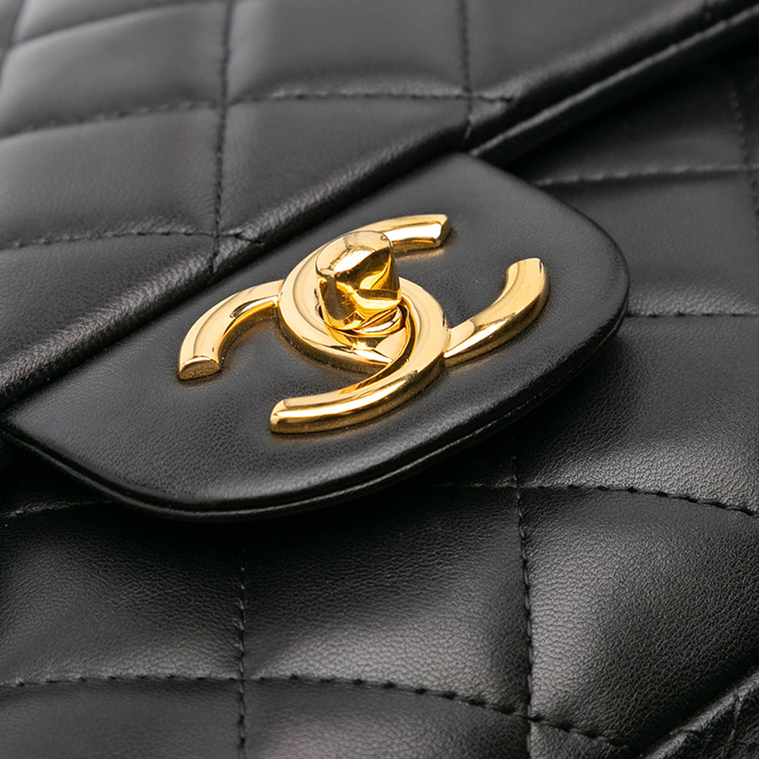 Maxi Classic Lambskin Double Flap Black - Gaby Paris