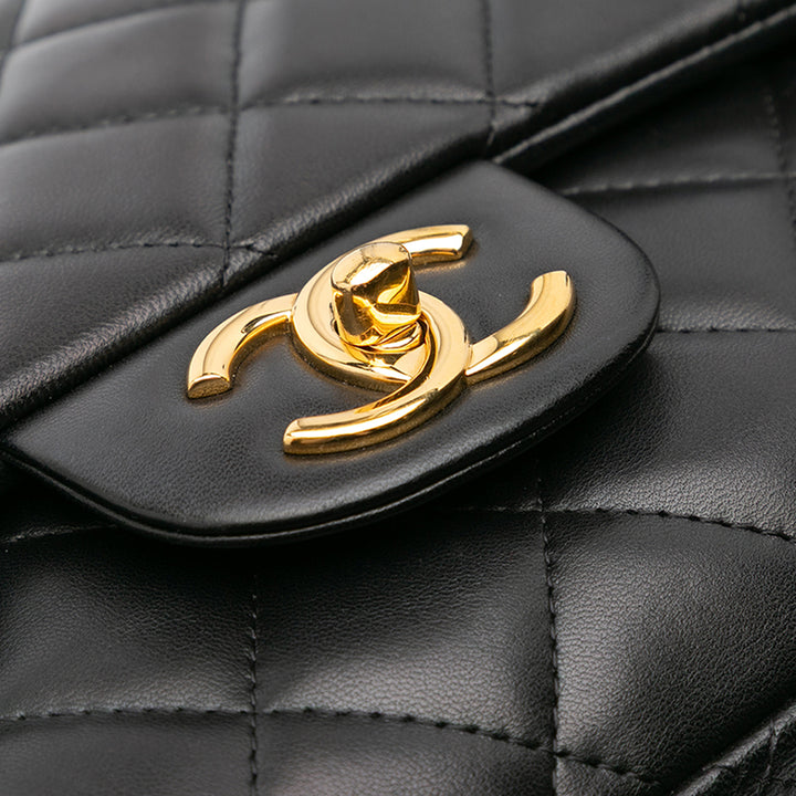 Maxi Classic Lambskin Double Flap Black - Gaby Paris