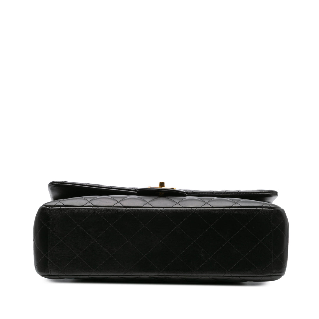 Maxi Classic Lambskin Double Flap Black - Gaby Paris