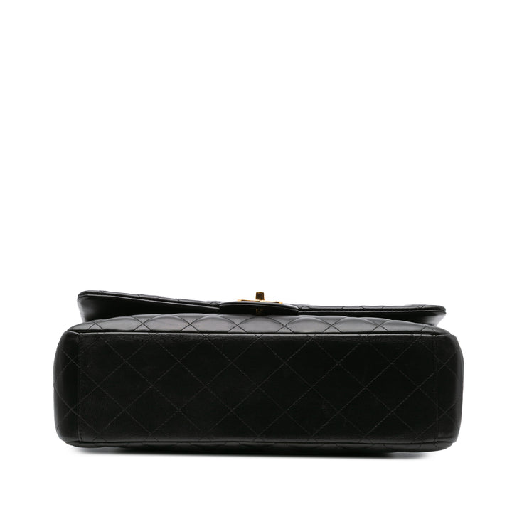 Maxi Classic Lambskin Double Flap Black - Gaby Paris