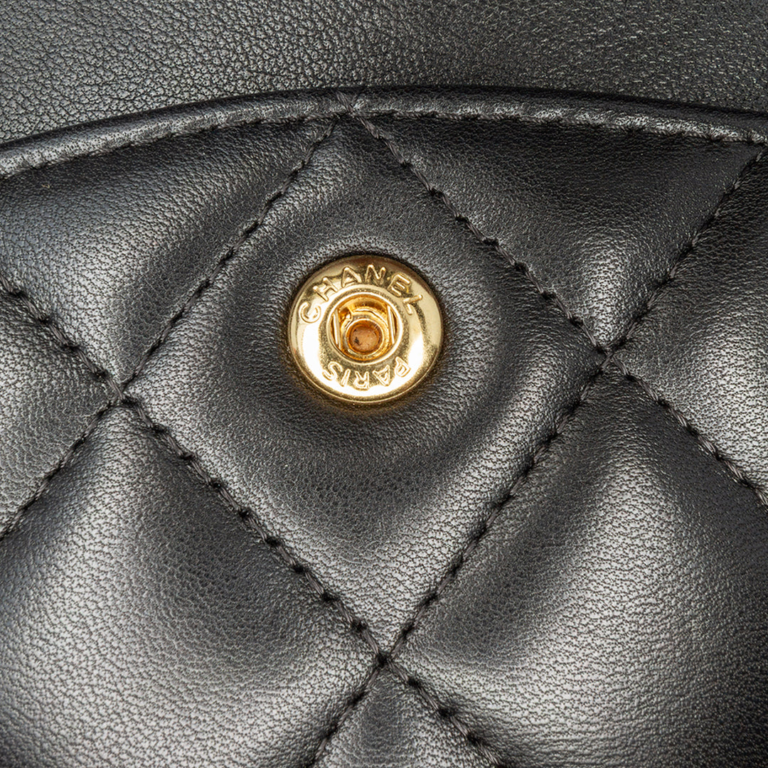 Maxi Classic Lambskin Double Flap Black - Gaby Paris