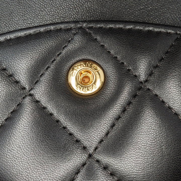Maxi Classic Lambskin Double Flap Black - Gaby Paris