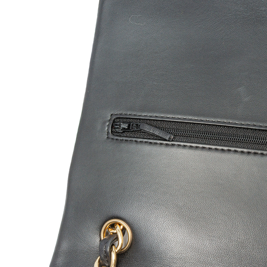 Maxi Classic Lambskin Double Flap Black - Gaby Paris