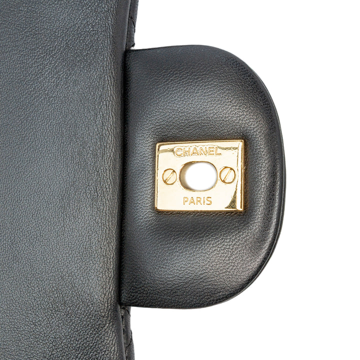 Maxi Classic Lambskin Double Flap Black - Gaby Paris