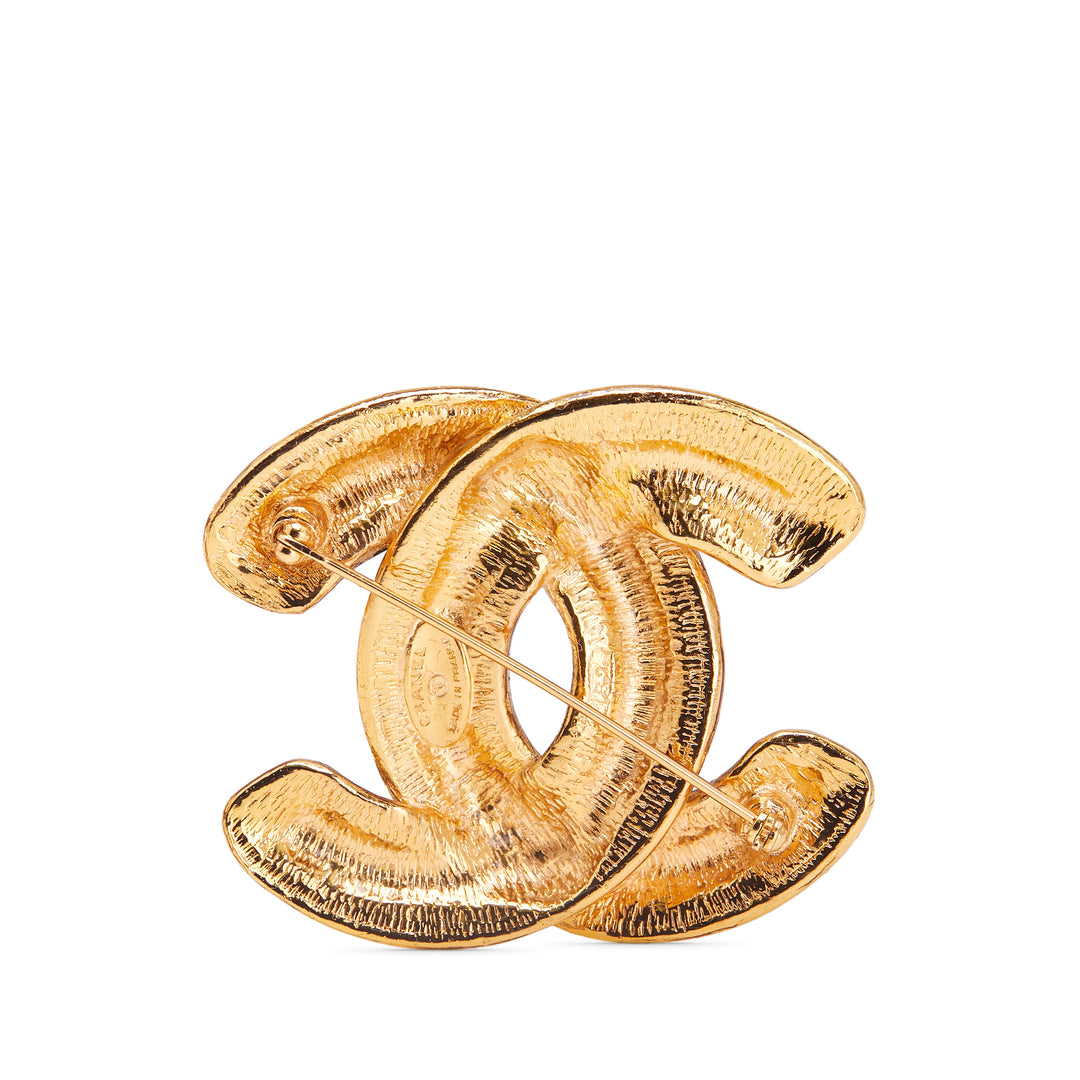 Gold Plated CC Quilted Brooch Gold - Gaby Paris