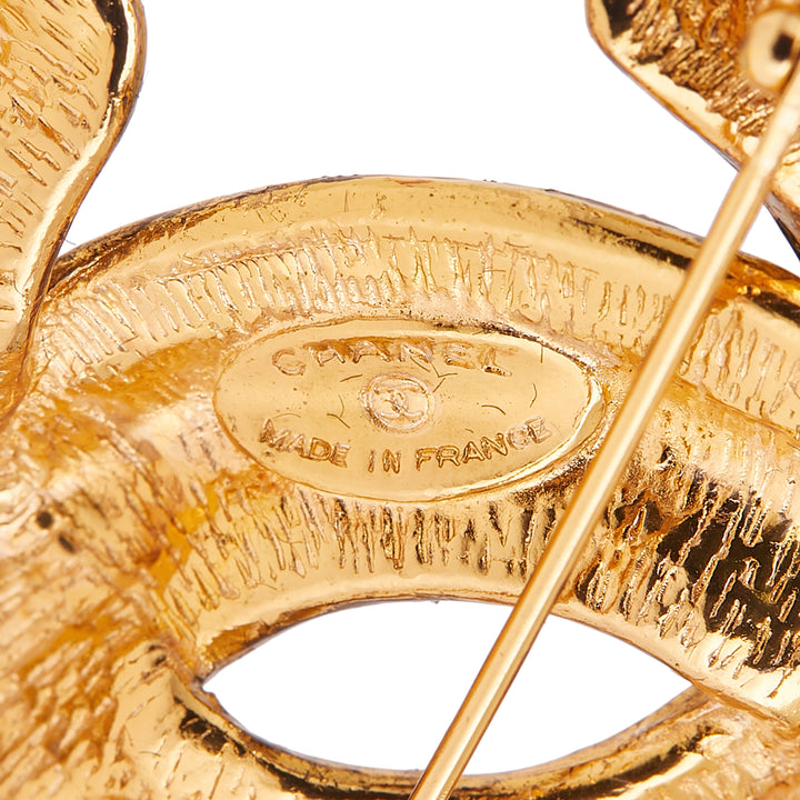 Gold Plated CC Quilted Brooch Gold - Gaby Paris