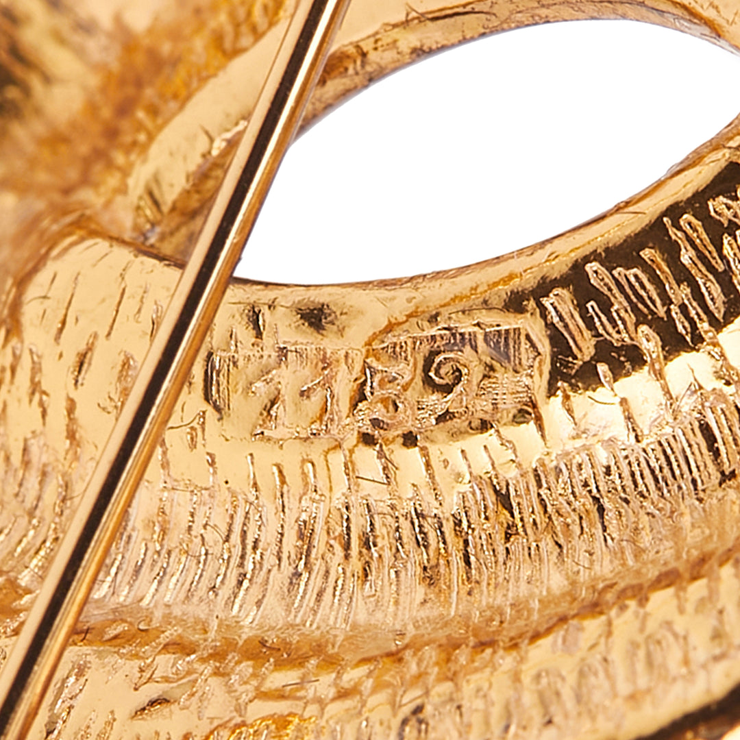 Gold Plated CC Quilted Brooch Gold - Gaby Paris