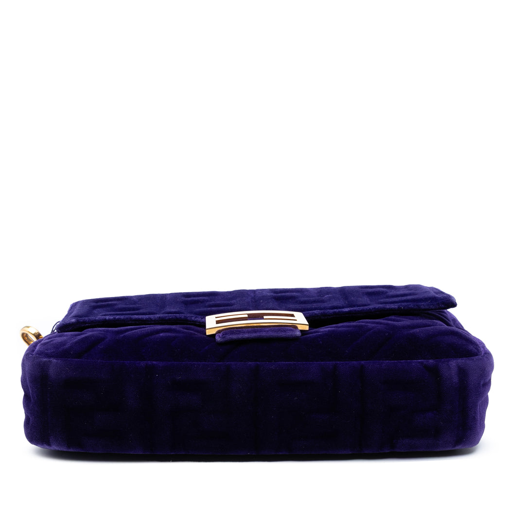 Fendi Zucca embossé Velours Baguette Sac