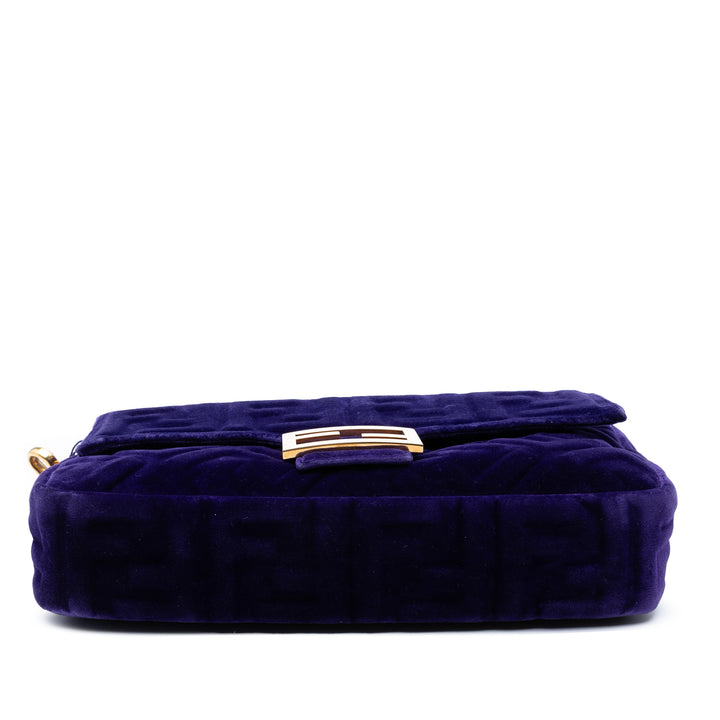 Fendi Zucca embossé Velours Baguette Sac