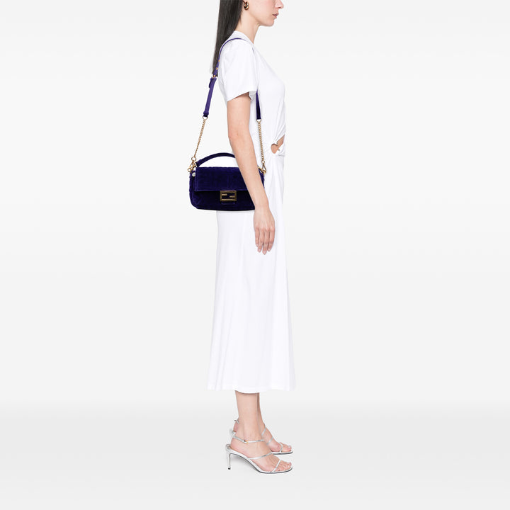 Fendi Zucca embossé Velours Baguette Sac