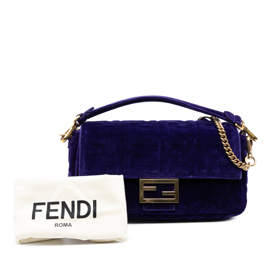 Fendi Zucca embossé Velours Baguette Sac