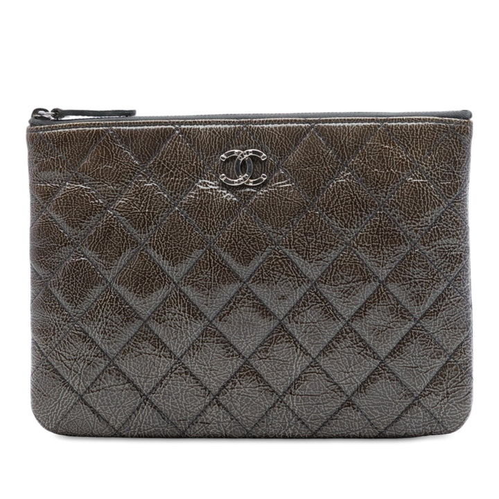 Matelassé froissé O Étui Pochette Petit Gris