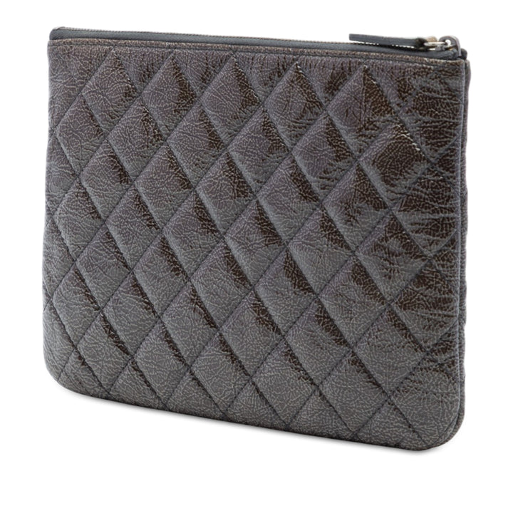 Matelassé froissé O Étui Pochette Petit Gris