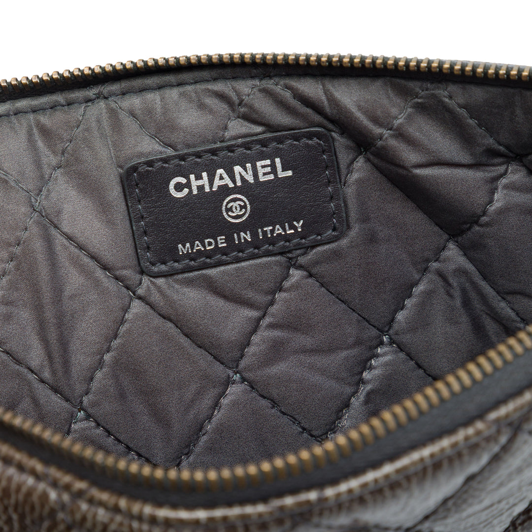 Matelassé froissé O Étui Pochette Petit Gris