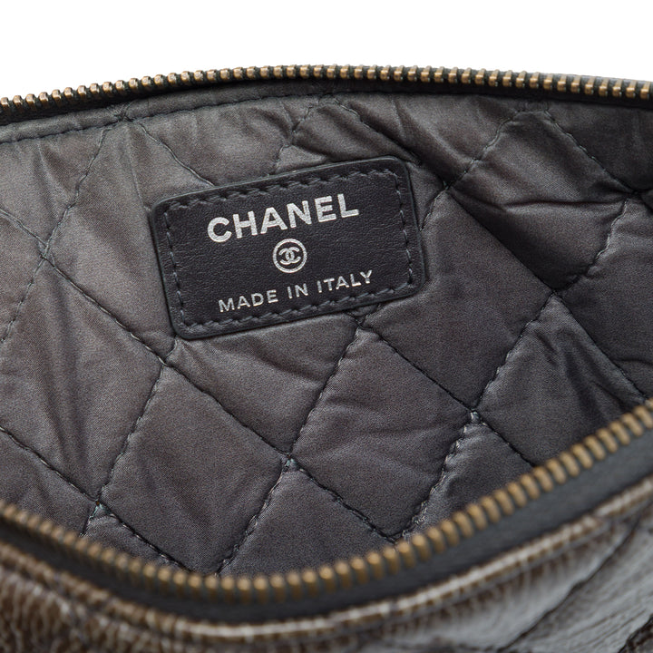 Matelassé froissé O Étui Pochette Petit Gris