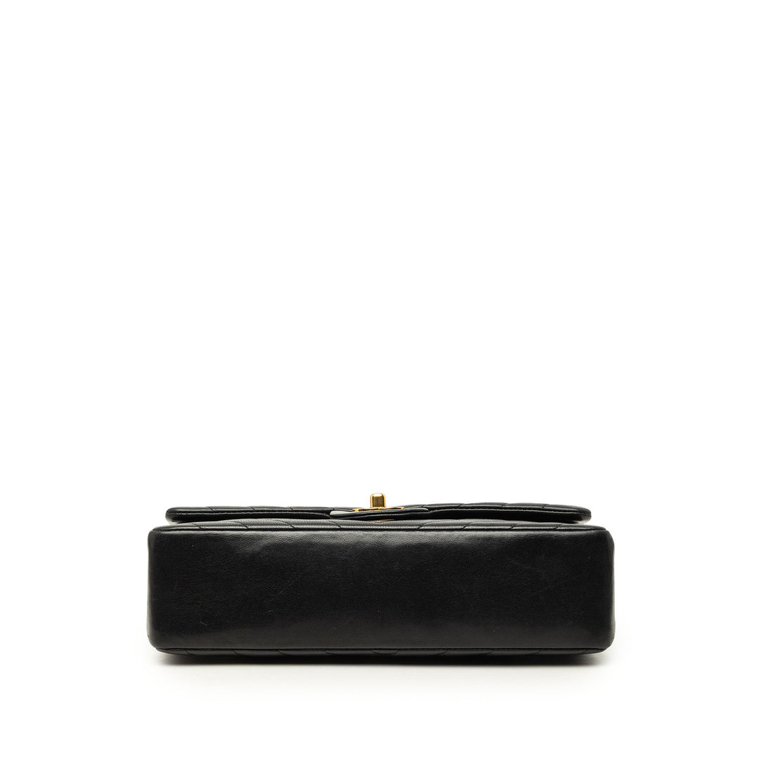 Classic Chevron Double rabat Moyen Cuir d'agneau Noir