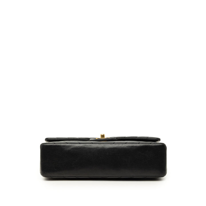 Classic Chevron Double rabat Moyen Cuir d'agneau Noir
