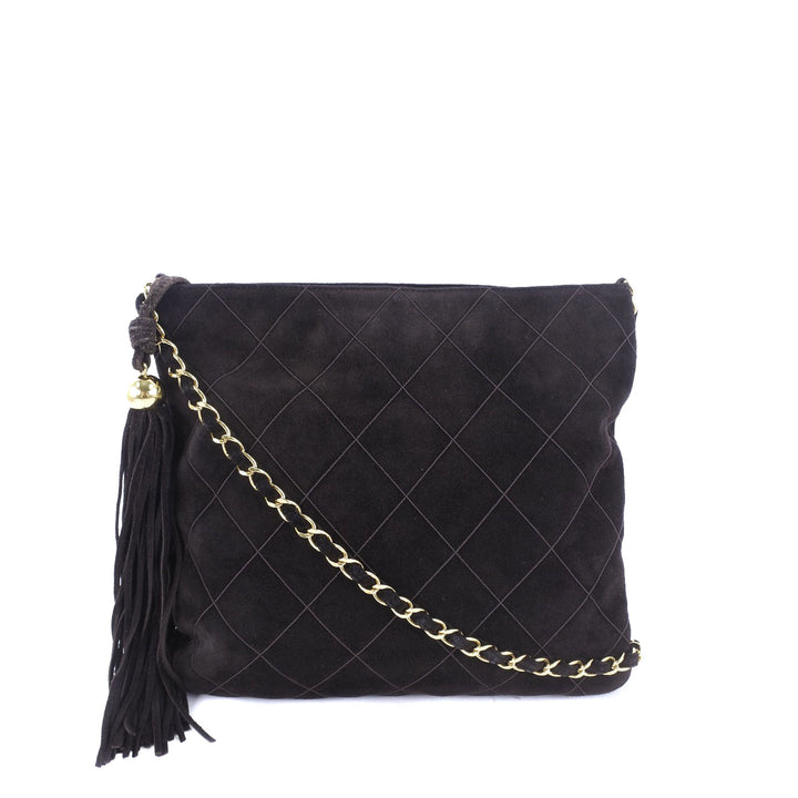 Chanel Matelassé Daim Pompon Sac porté croisé