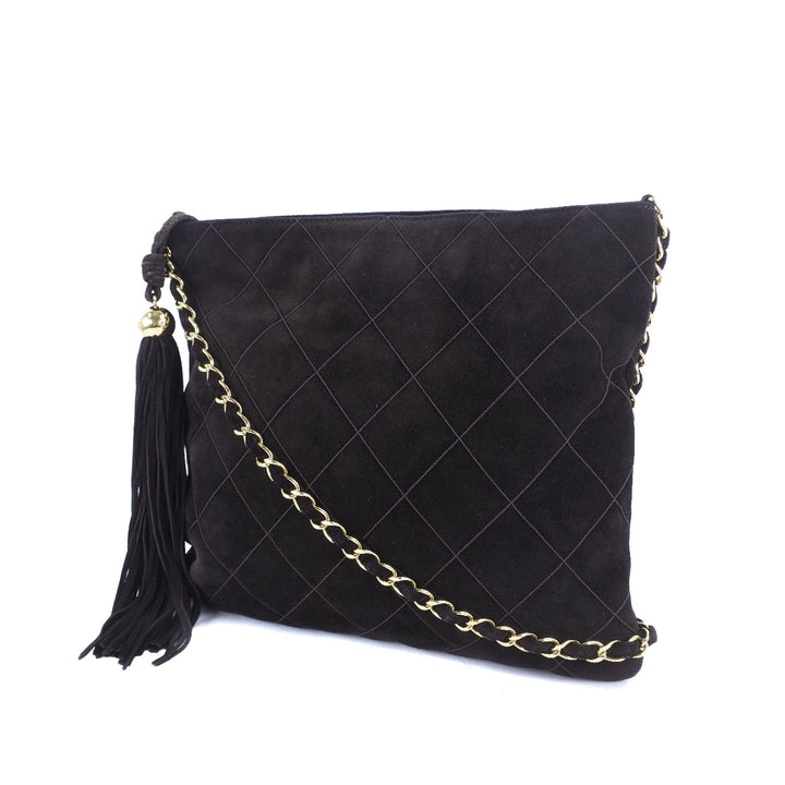 Chanel Matelassé Daim Pompon Sac porté croisé