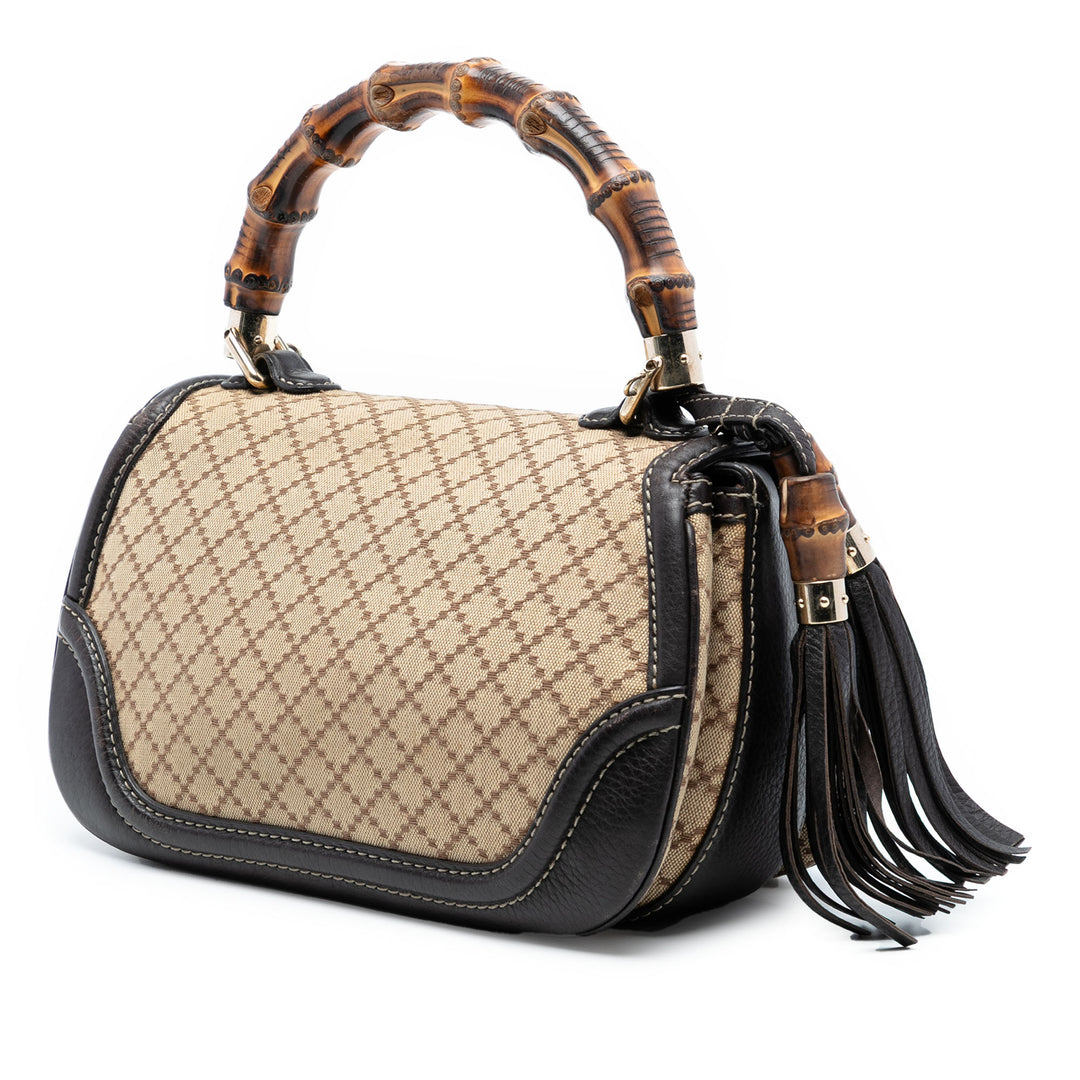 Gucci Medium Diamante Toile New Bamboo Sac