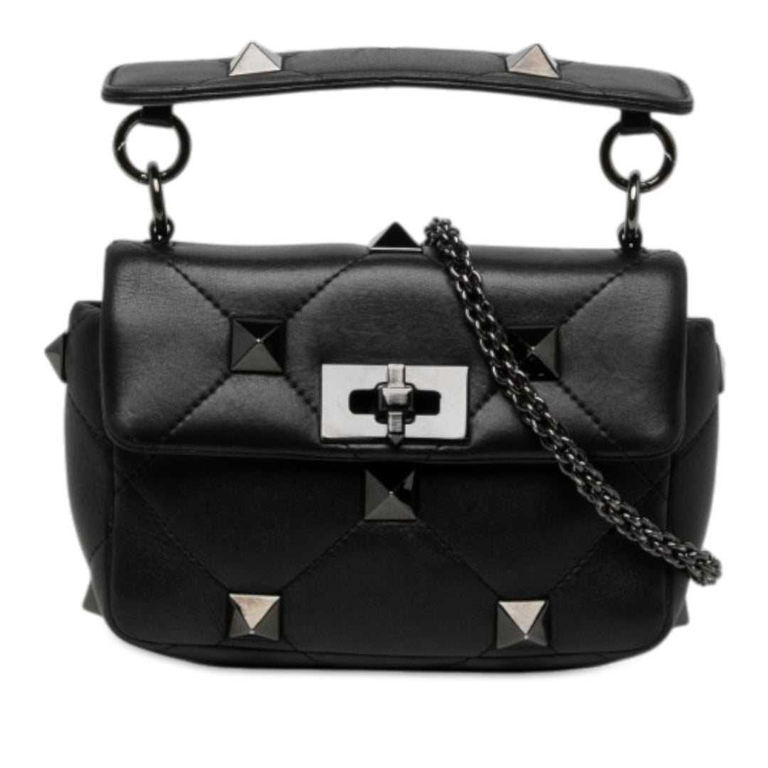 Valentino Monochrome Roman Stud Sac Petit nappa Noir – vue principale – GABY PARIS