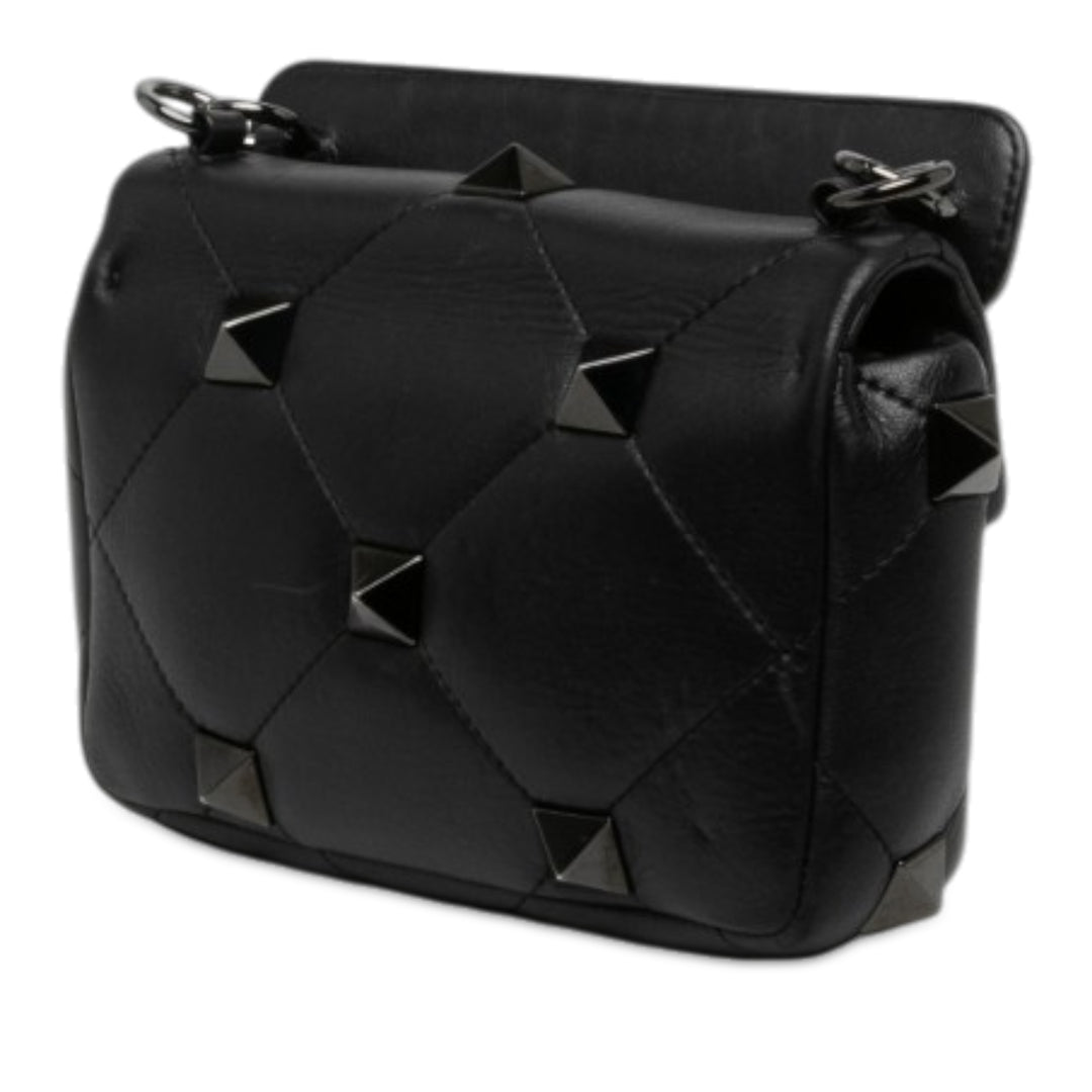 Valentino Monochrome Roman Stud Sac Petit nappa Noir – vue 2 – GABY PARIS
