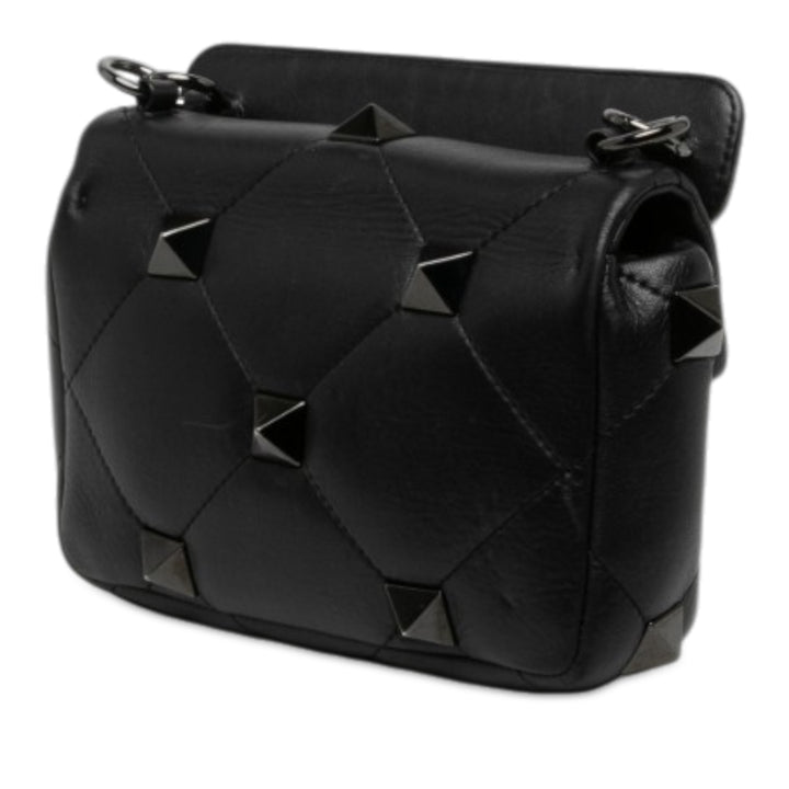 Valentino Monochrome Roman Stud Sac Petit nappa Noir – vue 2 – GABY PARIS