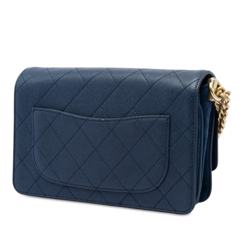 Chanel CC Surpiqué et Lady Coco à rabat Cuir caviar Bleu – vue 2 – GABY PARIS