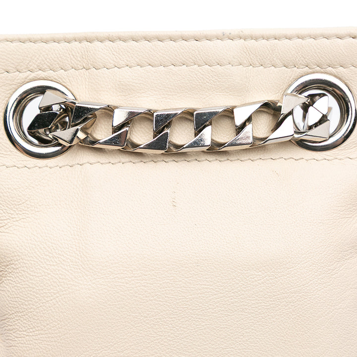 Leather Shark Lock Chain Shoulder Bag White - Gaby Paris