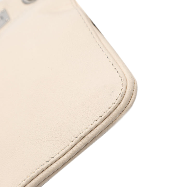 Leather Shark Lock Chain Shoulder Bag White - Gaby Paris