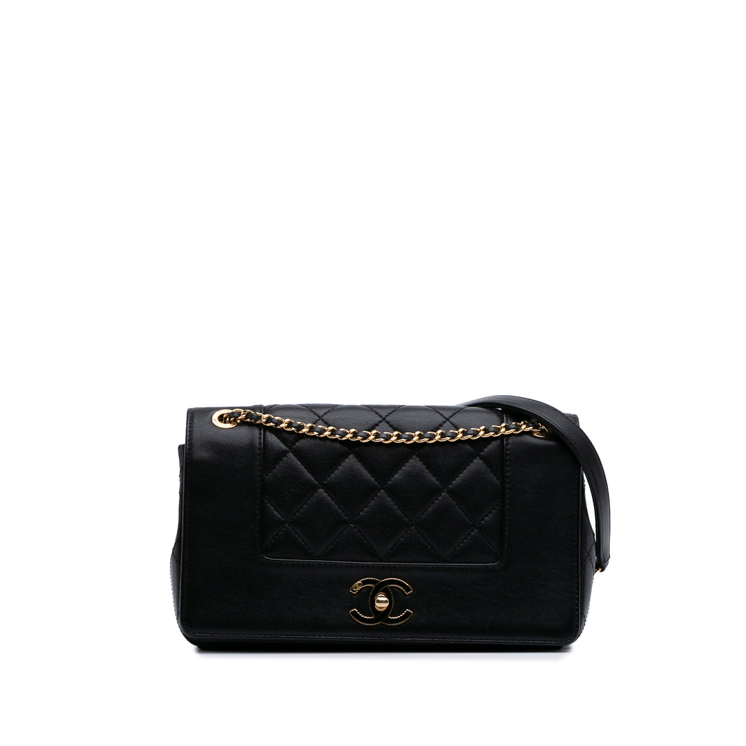 Small Lambskin Mademoiselle Flap Black - Gaby Paris