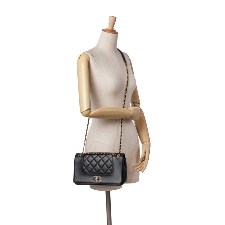 Small Lambskin Mademoiselle Flap Black - Gaby Paris
