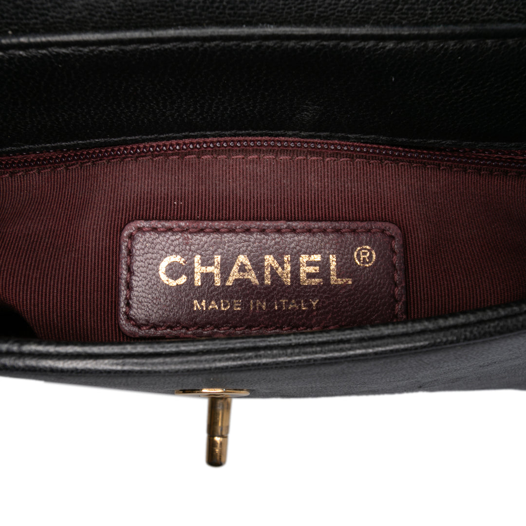 Small Lambskin Mademoiselle Flap Black - Gaby Paris