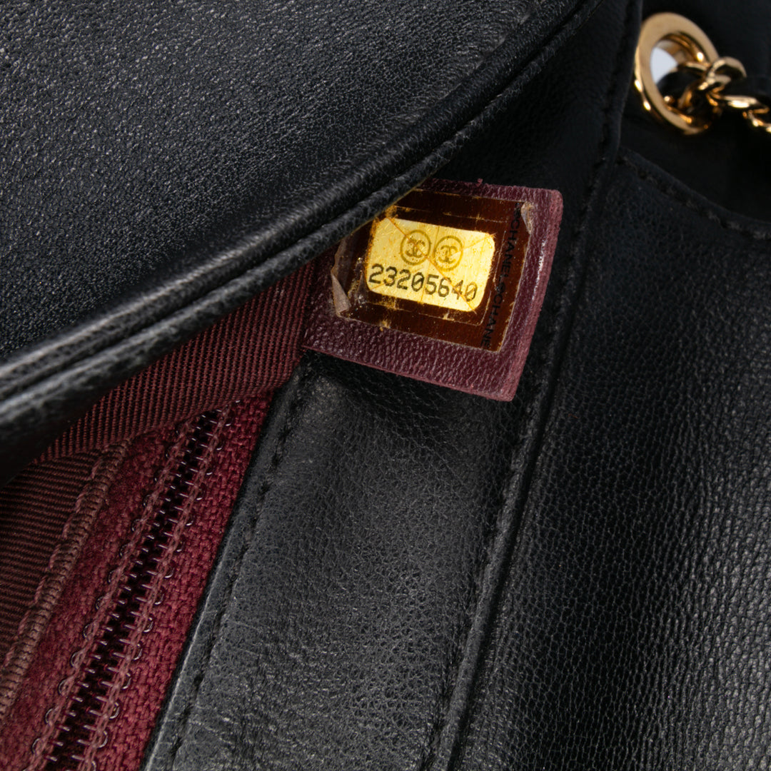Small Lambskin Mademoiselle Flap Black - Gaby Paris
