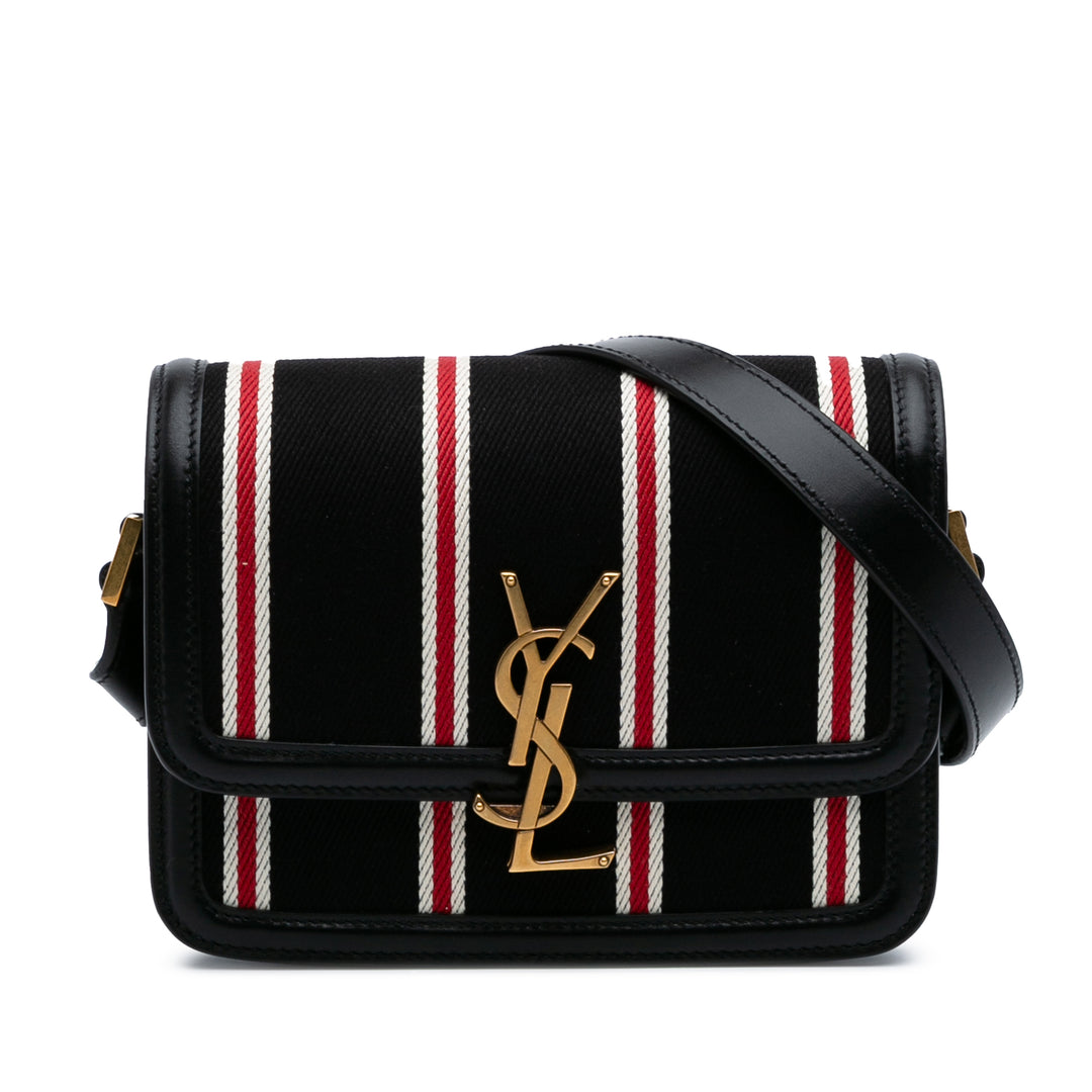 Saint Laurent Small Toile Striped Solferino Sac In Boîte