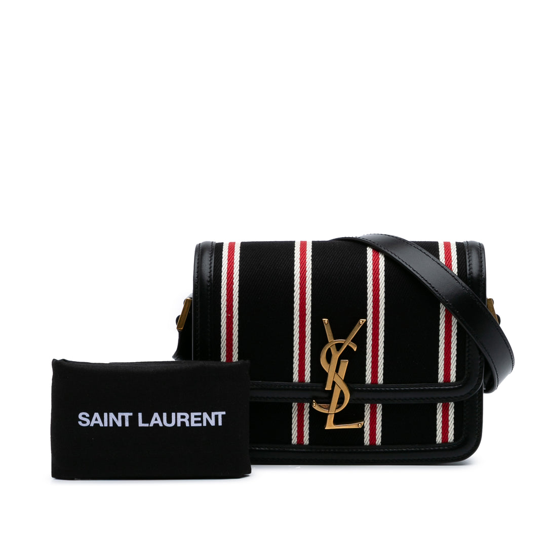 Saint Laurent Small Toile Striped Solferino Sac In Boîte