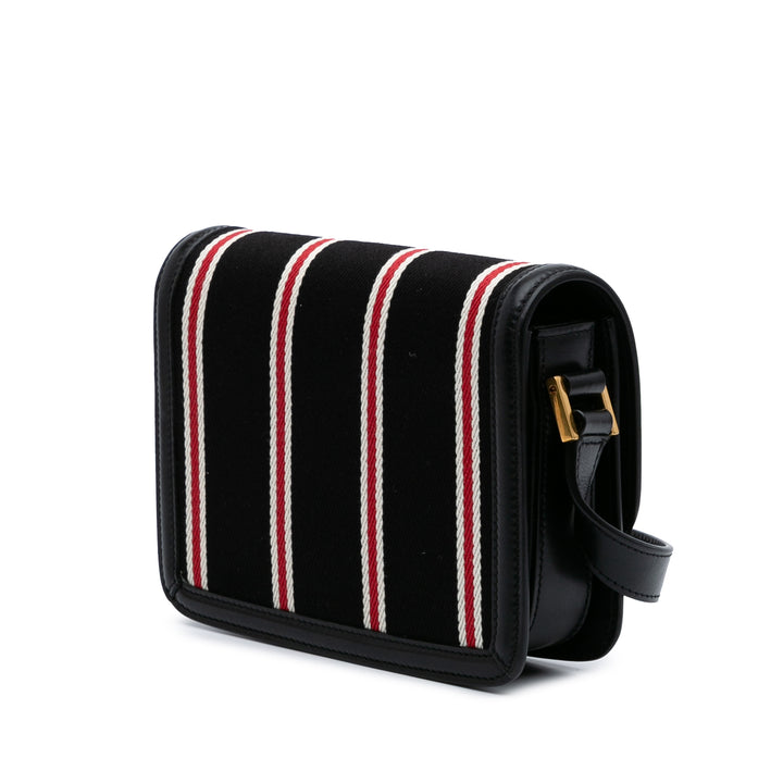 Saint Laurent Small Toile Striped Solferino Sac In Boîte