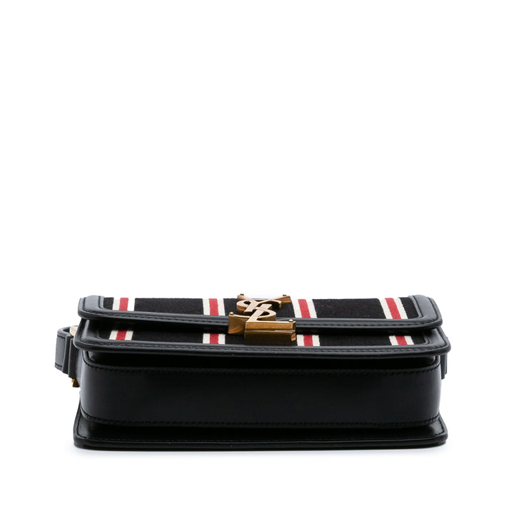 Saint Laurent Small Toile Striped Solferino Sac In Boîte