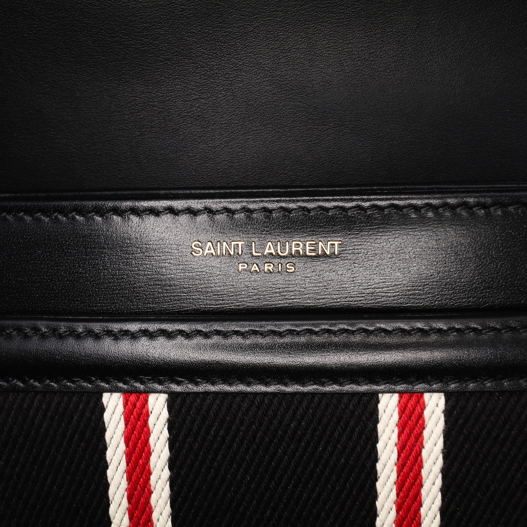 Saint Laurent Small Toile Striped Solferino Sac In Boîte