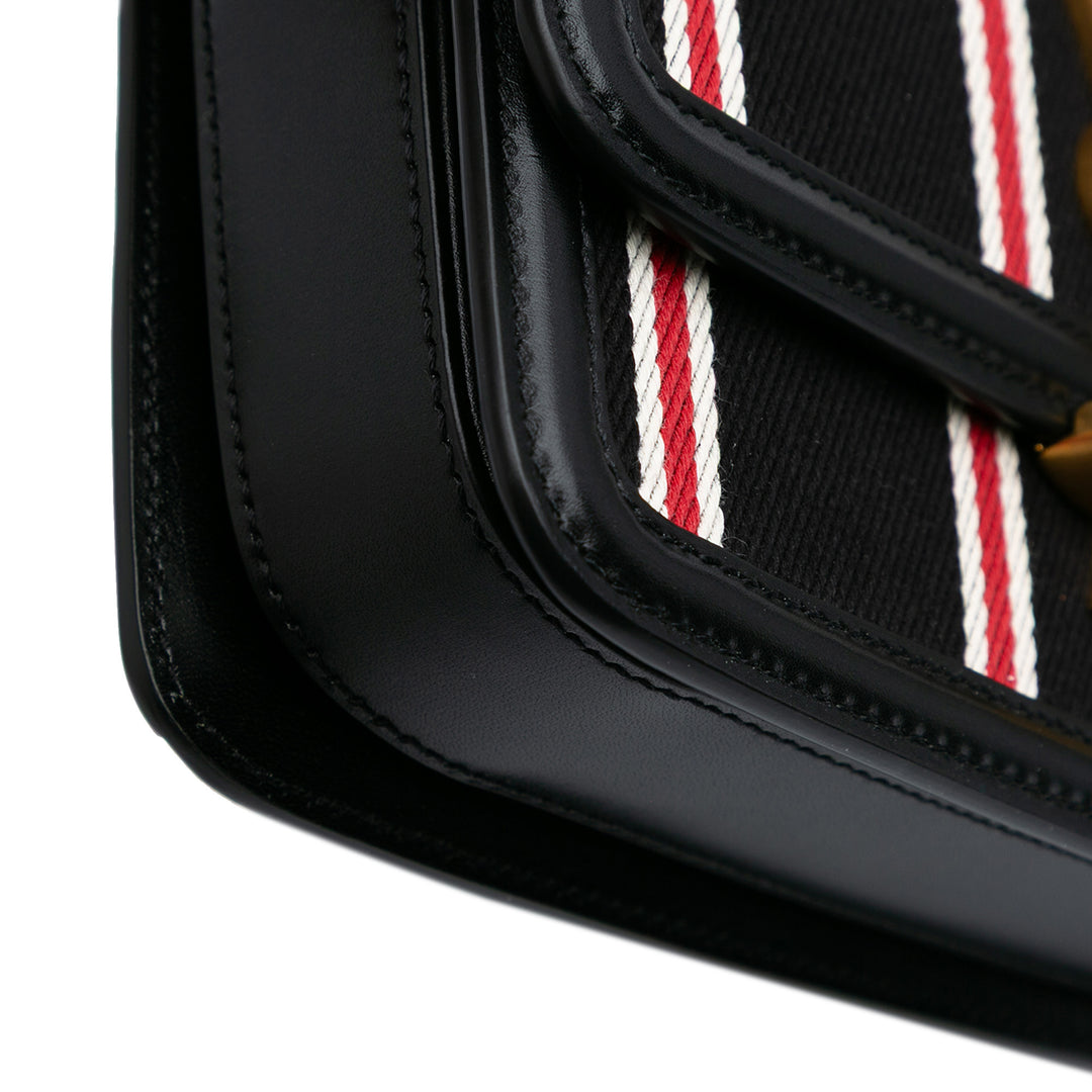 Saint Laurent Small Toile Striped Solferino Sac In Boîte