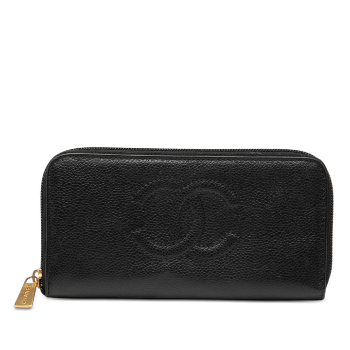 Chanel CC Caviar Zip Around Portefeuille