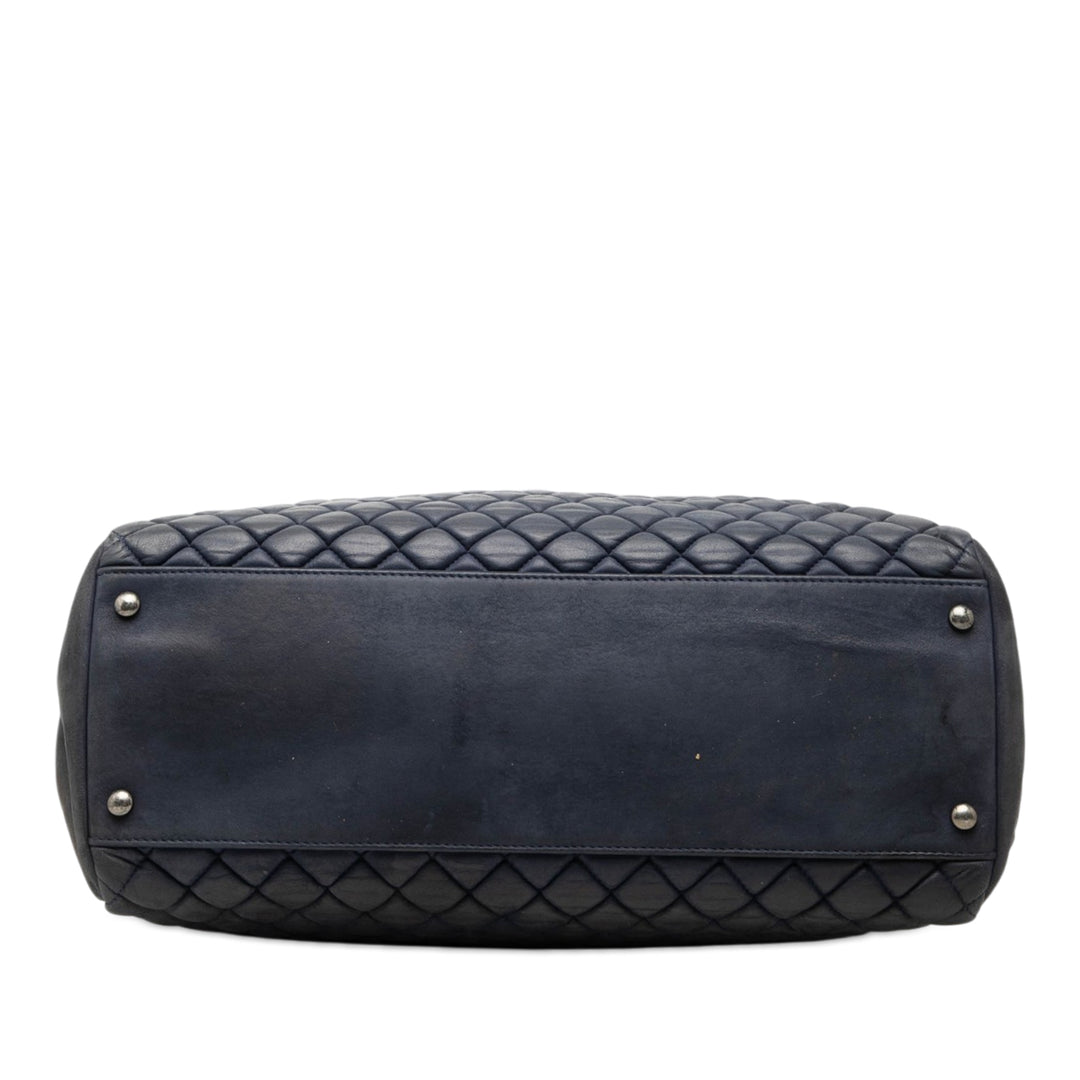 Matelassé New Bubble Cabas Grand Cuir de veau Bleu