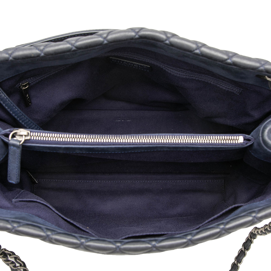Matelassé New Bubble Cabas Grand Cuir de veau Bleu