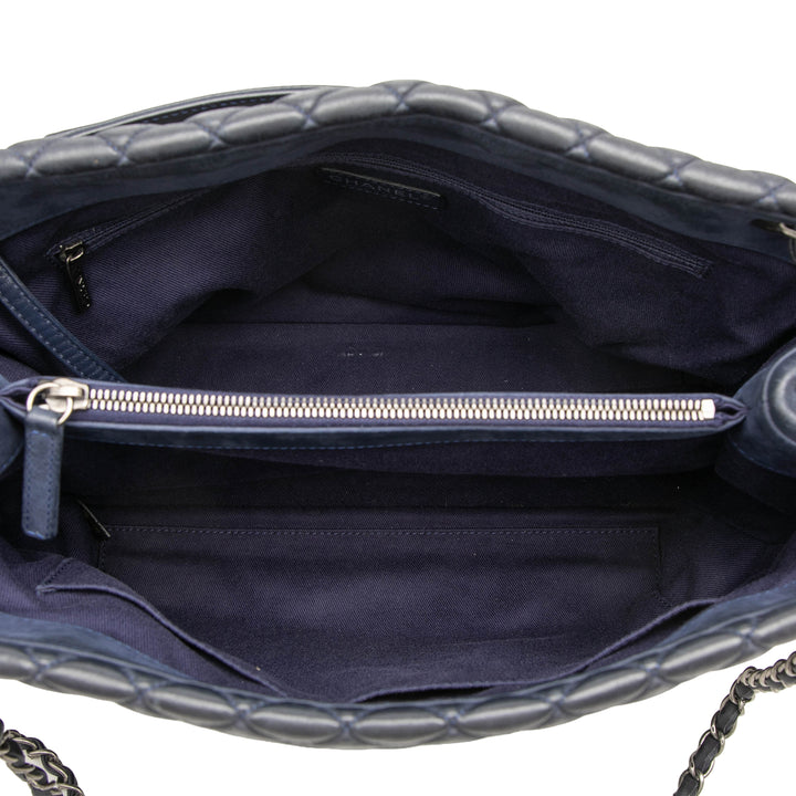 Matelassé New Bubble Cabas Grand Cuir de veau Bleu